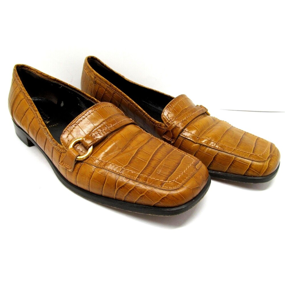 Marina Versilia Brown Print loafers size 8 narrow Made in Italy